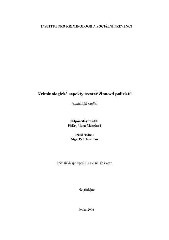 Kriminologické aspekty trestné činnosti policistů