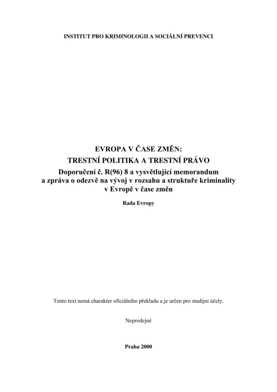 Evropa v čase změn: trestní politika a trestní právo