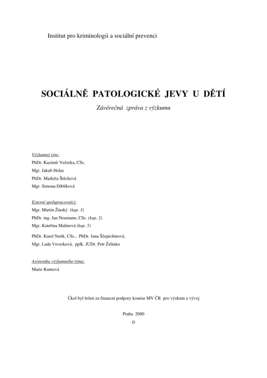 Sociálně patologické jevy u dětí